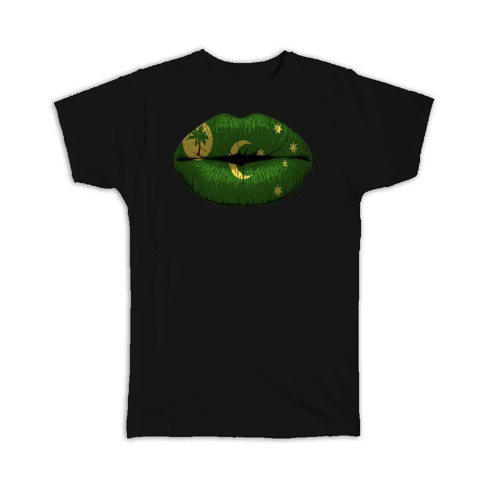 

Gift T-Shirt : Lips Cocos Islands Flag Expat Country For Her Woman Feminine XL
