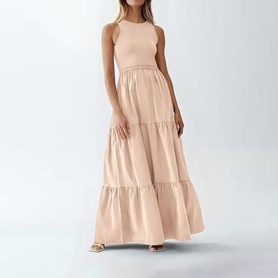 Summer Japan Style Knitted Patchwork Dress Big Swing Elegant Cascading Ruffle Vestidos O-neck Sleeveless Chic Robe