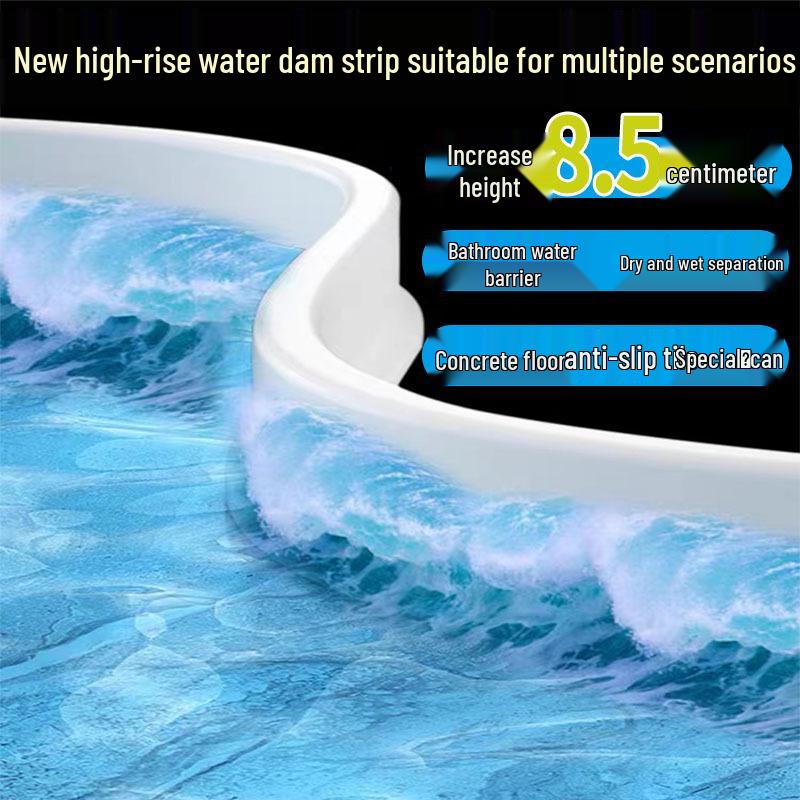 

8.5cm Bathroom Water Stopper Self-Adhesive Waterproof Strip for Shower Dry-Wet Separation Specify Gray/White When Ordering