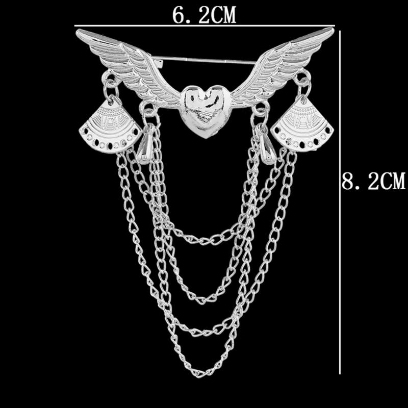 Men's Fashion Suit Brooch Simple Diamond Tassel Metal Wedding Dress Suit Brooch Collar Pin