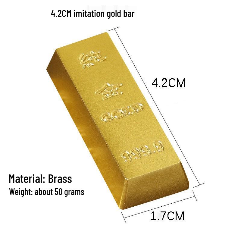 Brass Faux Gold Bar Yuanbao Copper Desk Ornament Fortune Paperweight Decoration Prop