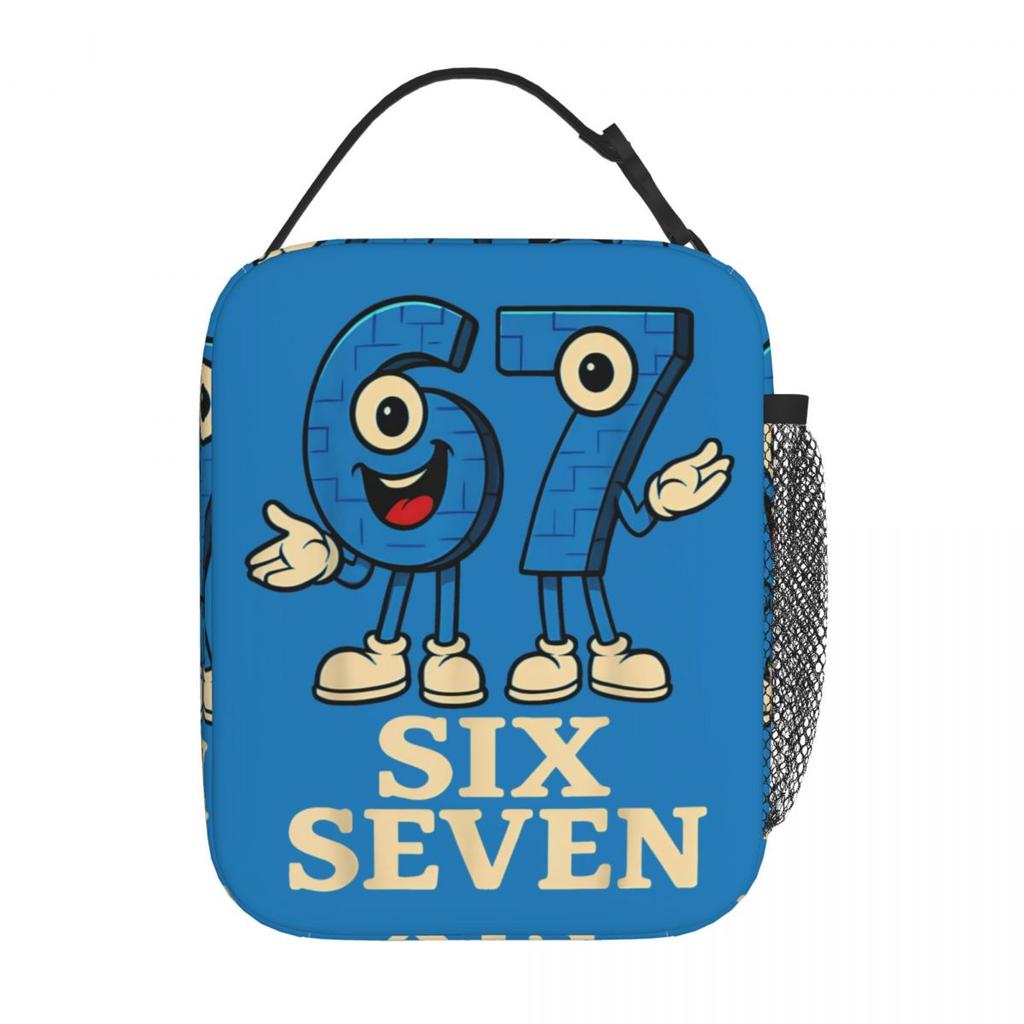 67 Six Seven 6-7 Funny Italian Brainrot Insulated Lunch Bag Food Container Portable Thermal Cooler Lunch Boxes For Travel
