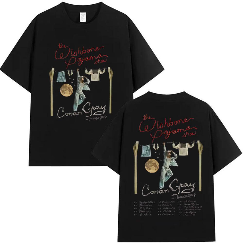 Conan Gray The Wishbone Pajama Show Tour 2025 Print T Shirts Unisex Women Harajuku Vintage Oversized Cotton T-shirt Y2k Streetwear