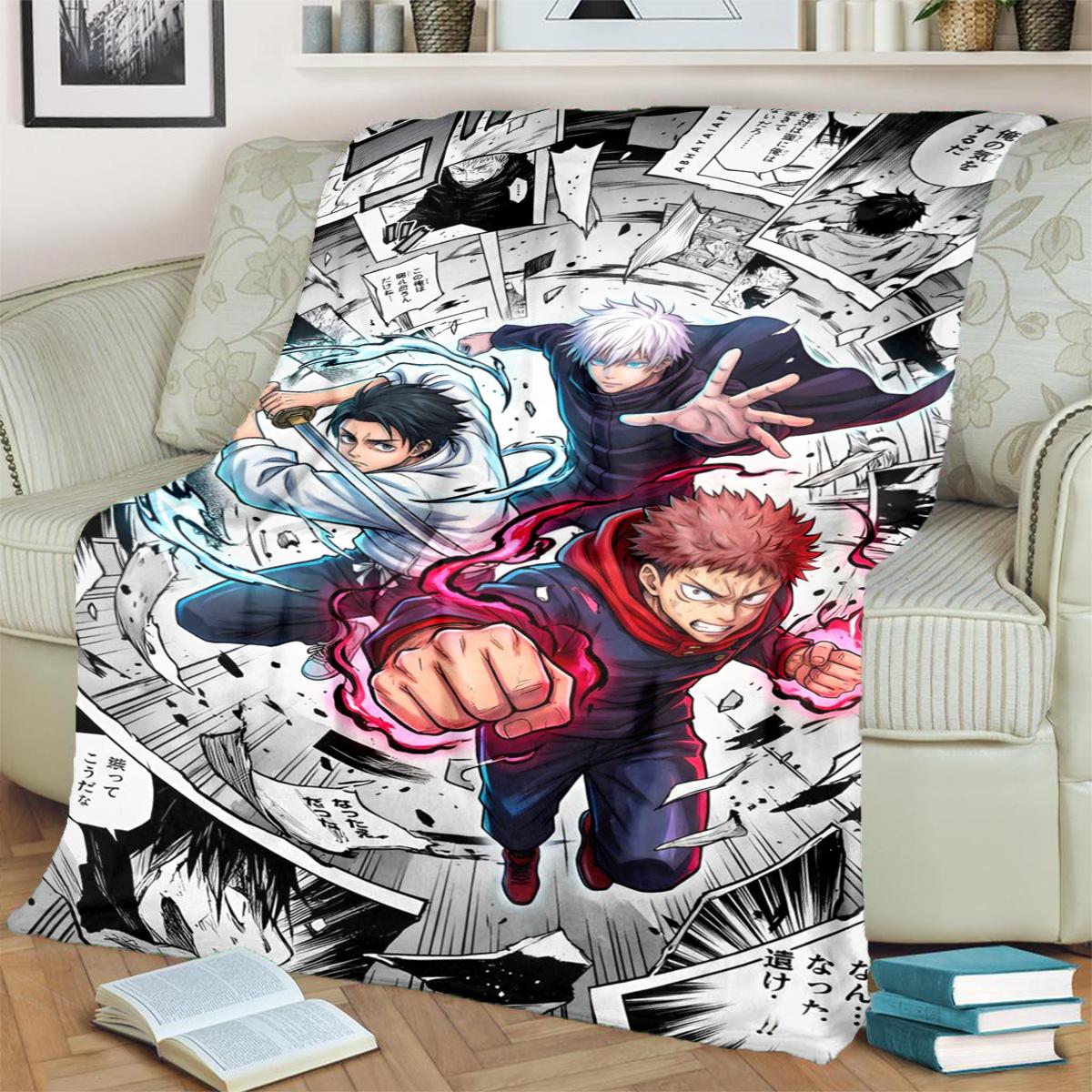 

Warm Comfortable Blanket Jujutsu Kaisen Print Flannel for Bedrooms, Sofas, Beds, Chairs, Picnics, Travel 75x90cm