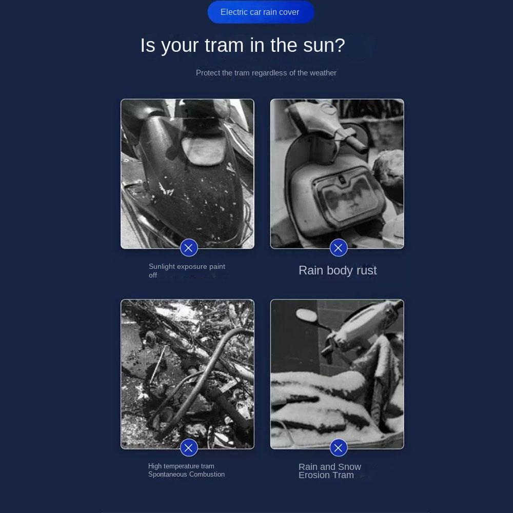 Windproof Autocycle Cover Rain Protection Electric Vehicle Raincoat Motorcycle Cover  Outdoor