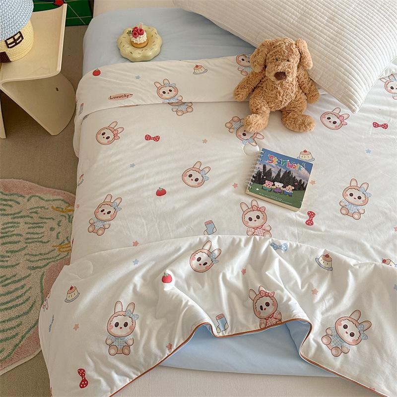 Cartoon Milk Knit Cotton Baby Quilt – Cooling Summer Blanket for Infants