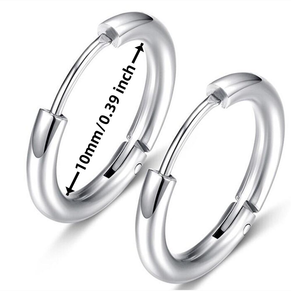 Trend Black/Gold Color Classic Stainless Steel Men Women's Hoops Earrings Minimalist Y2k Small Round Circle Piercing Ear Jewelry