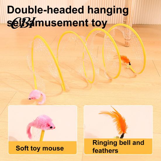 Cat Tunnel Toy S-Shape Toy, Foldable Wire Frame Play Tube for Indoor Cats, Hide And Seek Bendable Self-Play Hideout with Plush Mouse Interactive Toys
