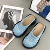 Spring and summer 2025 new thick-soled inner height increase bag head weaving one pedal outer wear slippers casual versatile women's slippers