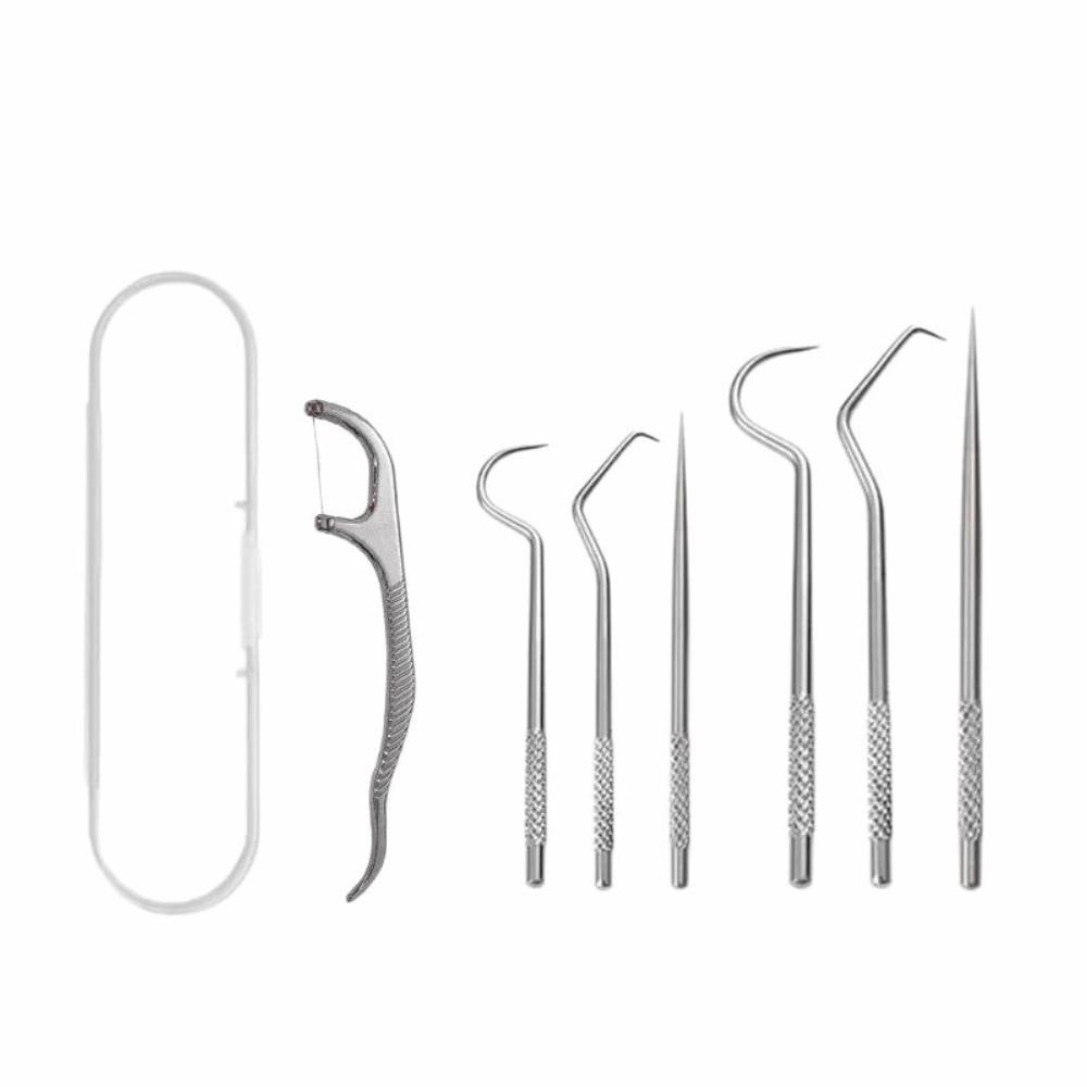 3/7pcs Reusable Toothpicks Pocket Set Stainless Steel Portable Teeth Cleaner  for Tooth Oral Clean