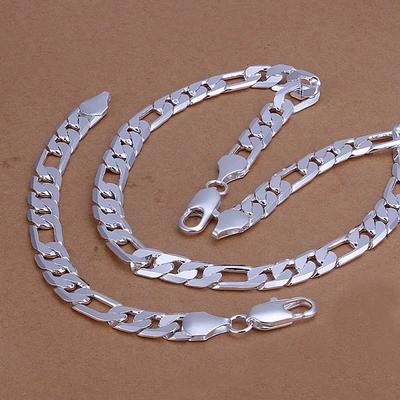Conjunto de joyería de moda con collar y pulsera de cadena Figaro de 12 mm para hombre, estilo retro europeo de alta calidad