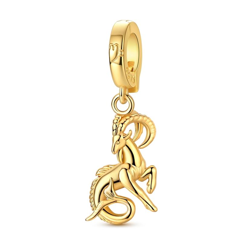 Original 925 Sterling Silver Charms Golden 12 Constellation Openable Pendant Fit Original Bracelet For Women DIY Jewelry Gift