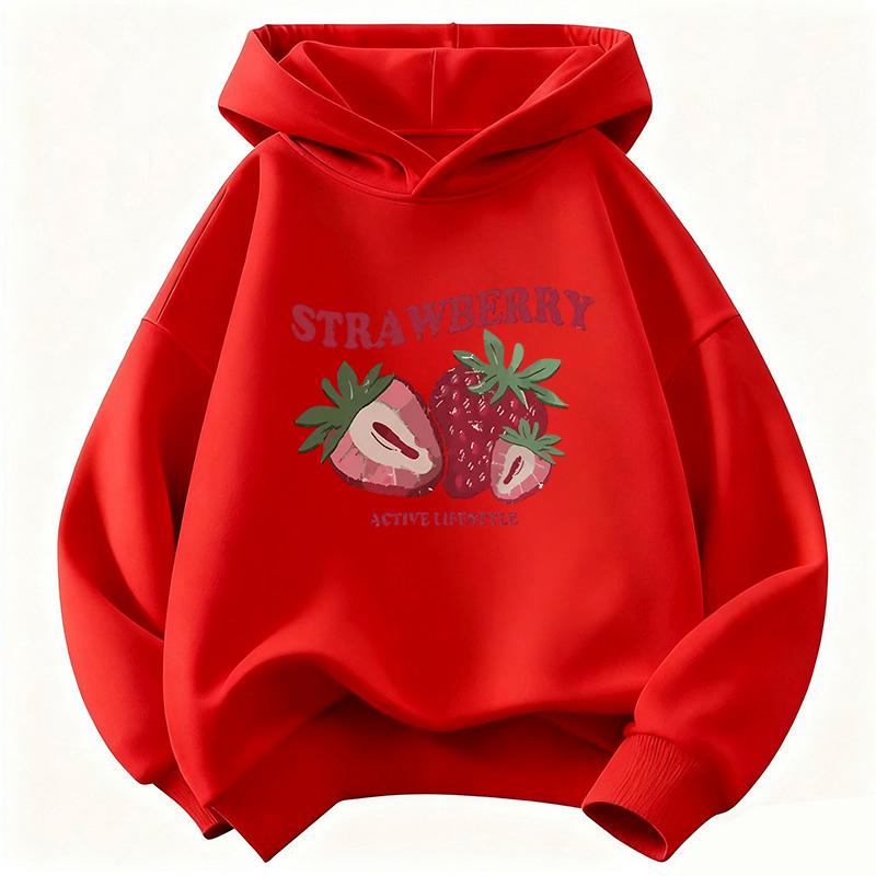 Sudadera con capucha divertida de fresa Y2k años 90 Niños Sudadera con capucha infantil para niños y niñas Otoño Primavera Sudaderas con capucha casuales