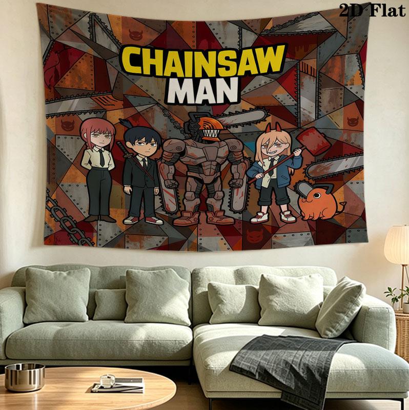 Chainsaw Man Wall Tapestry Aesthetic Wall Hanging Printed Fabric Blanket Decorative Tapestries For Bedroom Living Room Home Decor