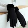 Warm Gloves for Autumn and Winter Women's German Velvet Bow Outdoor Riding Driving Plus Velvet Thickened Cold Proof Touch Screen Gloves