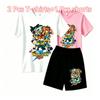 Fashion Anime Character Games Print Outdoor Street Kids T-shirt and Shorts Summer Home Casual Outfit Boy and Girl's Sports Set