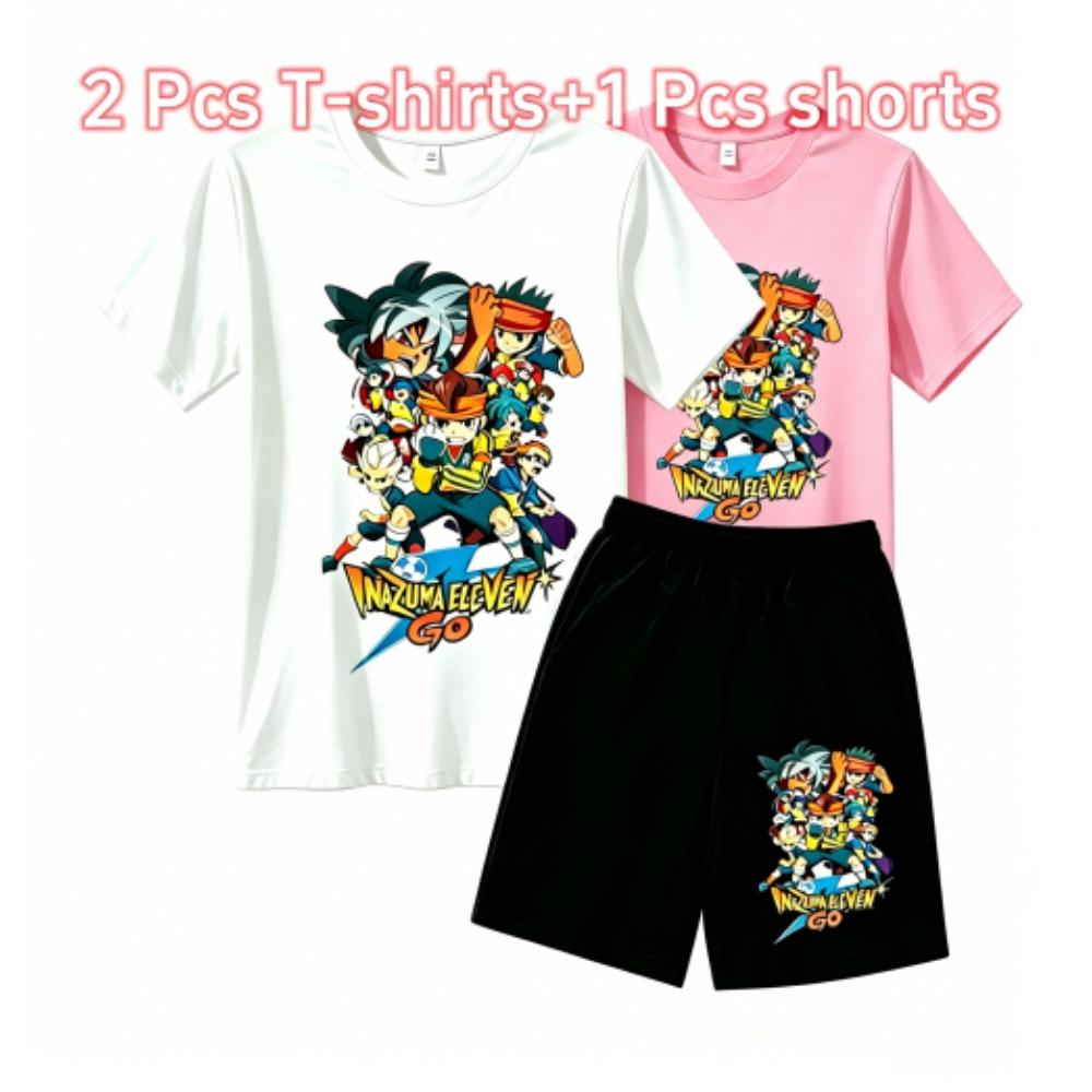 Fashion Anime Character Games Print Outdoor Street Kids T-shirt and Shorts Summer Home Casual Outfit Boy and Girl's Sports Set