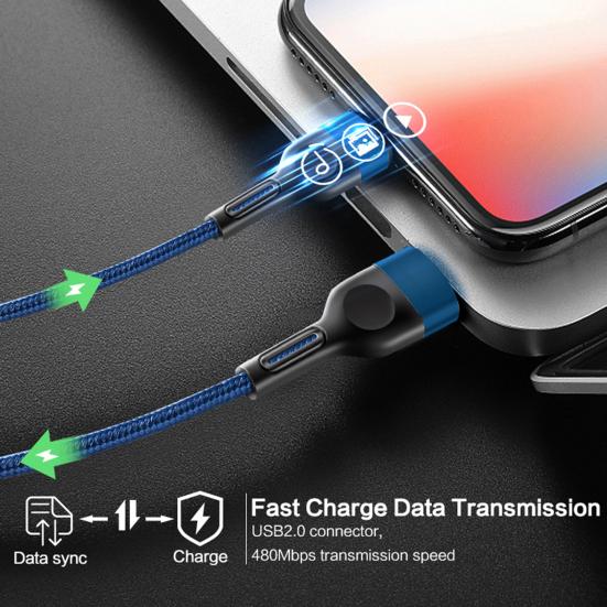 Data Cable Braided 5A Type-C Mobile Fast Charging Phone Data Cord Charger Wire