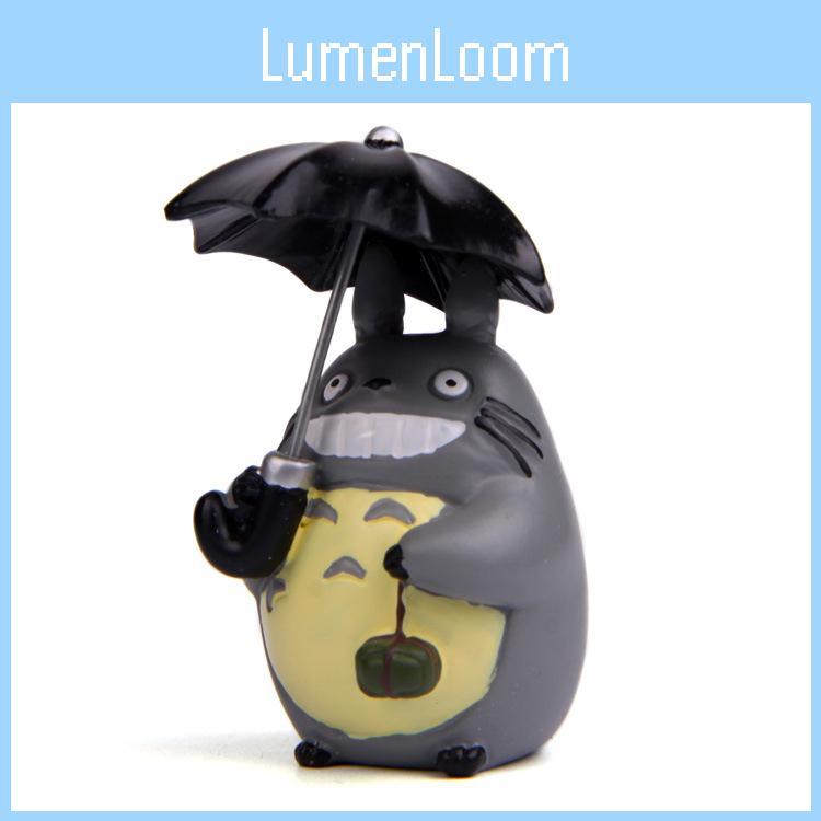 Resin Totoro Cartoon Cat Figure With Umbrella And Zongzi For Collectors And Giftgiving