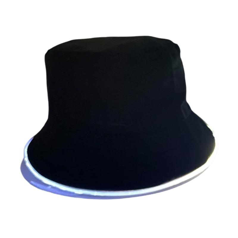 LED Foldable Fisherman Hat Light Up Breathable Unisex Headwear For Hiking Vacations Daily Use