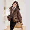 Winter women's small short thickened loose cotton-padded clothes, high-end thermal hooded jacket
