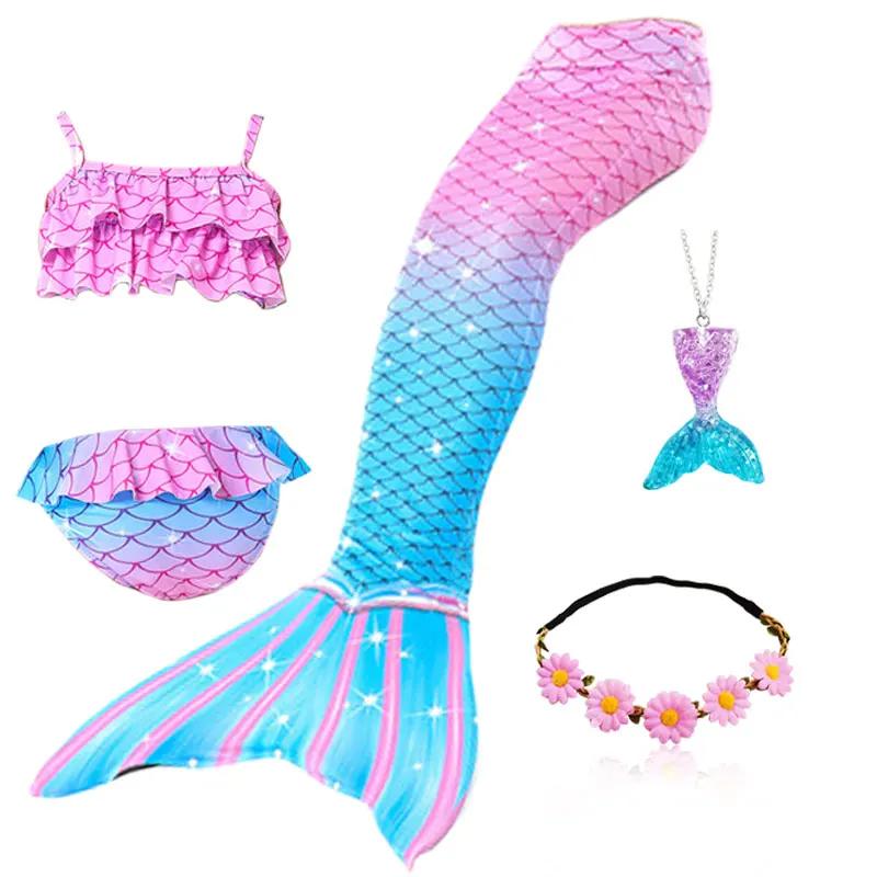 Plavecký ocas mořské panny Dívčí Halloweenský kostým Cosplay Plavky Fantasy Plážové bikiny Lze přidat Monoploutev Fin Dárky k narozeninové oslavě