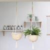 Straw Woven Basket Portable Suspended Wall Hanging Flower Plant Suspension Basket for Balcony