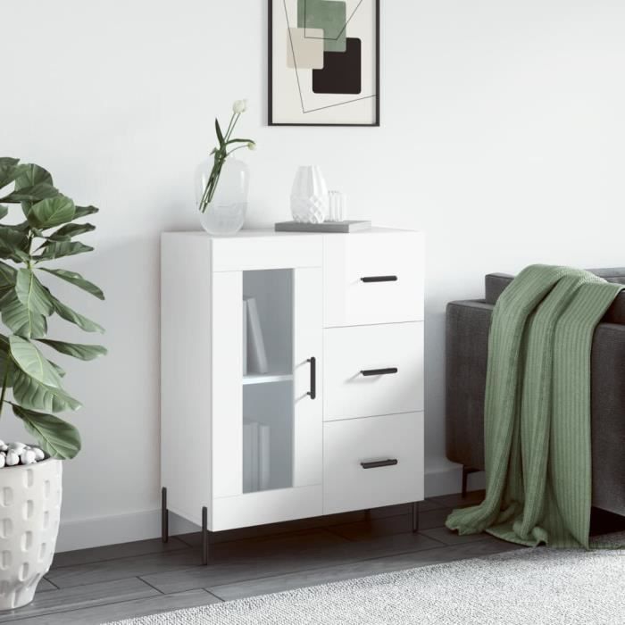 VidaXL Buffet Blanc brillant 69,5x34x90 cm Bois d'ingénierie 828054