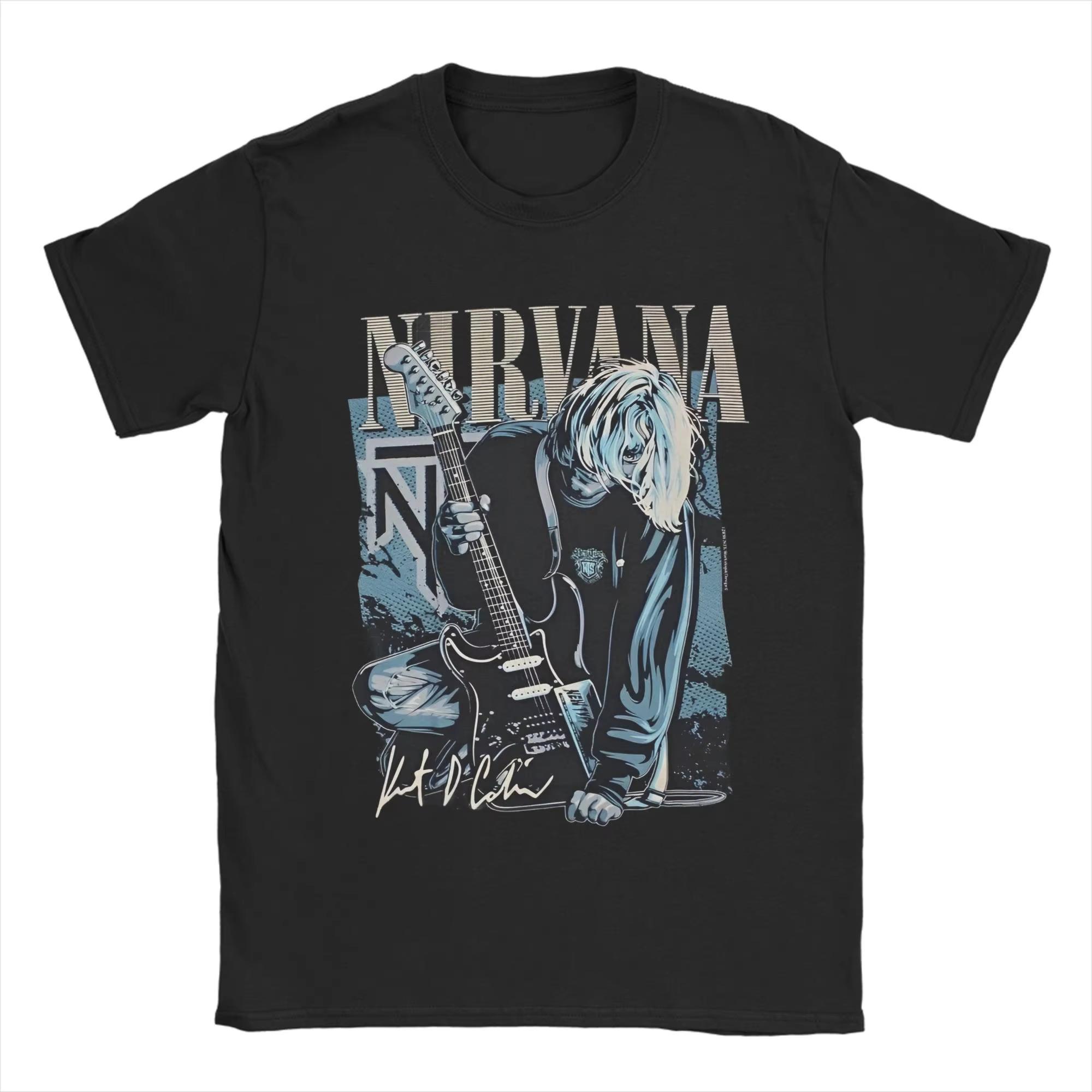 

Nirvana Printing Hiphop Style Loose Cotton Hot Sale Unisex Shirt 2026 Summer New Fashion Oversized Oneck Unisex Tshirt S