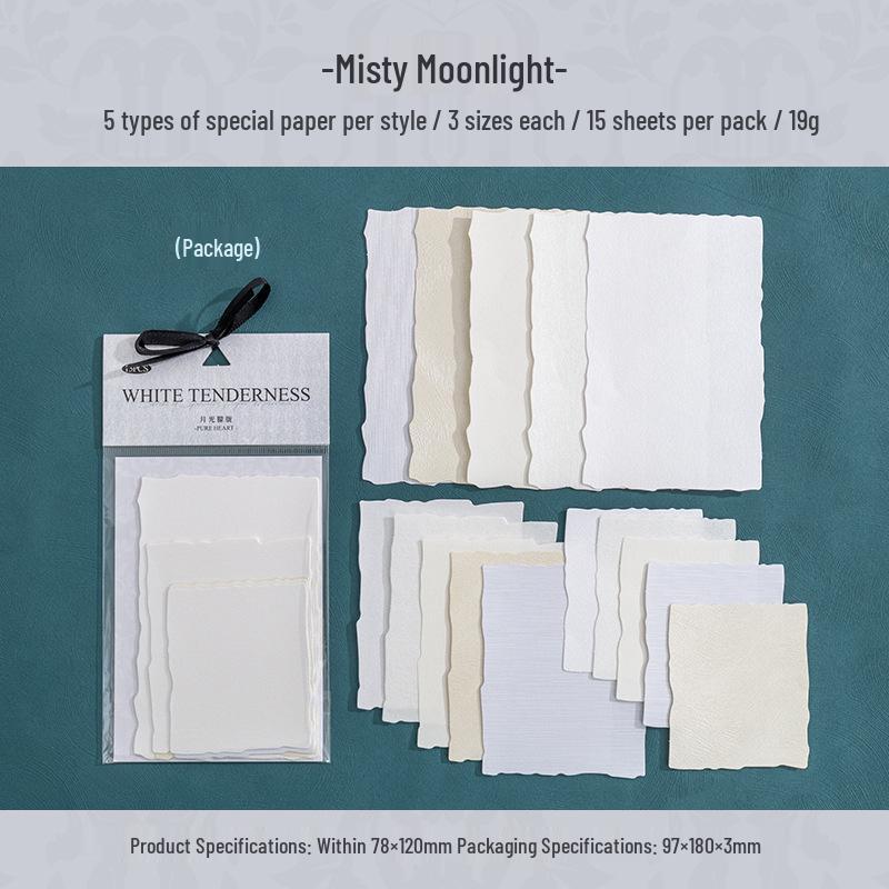 White Gentle Series: Tomato Sauce Girl Journaling Collage Paper - Soft Texture Material (15 Sheets)