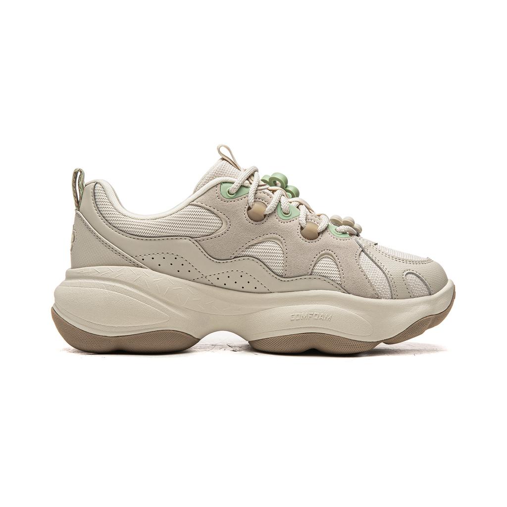 Li Ning Cushioning Slip Resistant Abrasion Resistant Support Height Increasing Low top Casual Shoes Women's Gray AGCW006-3