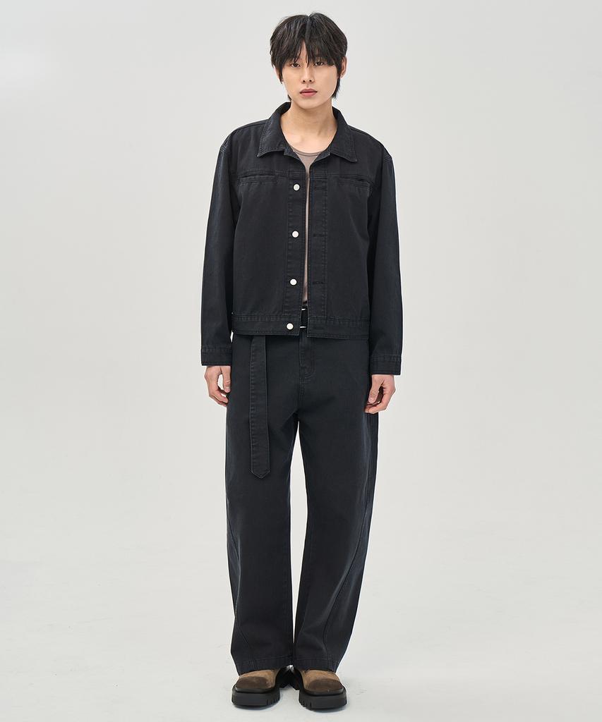 Prairie Washed Crop Trucker Jacket (Black)