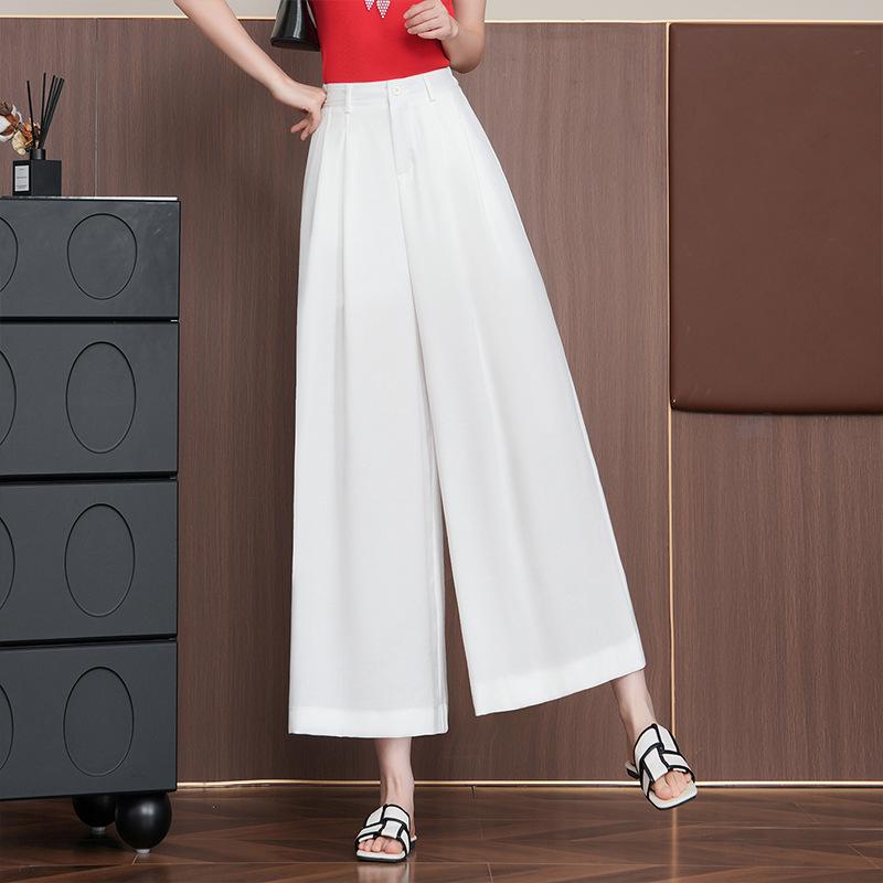 Fashion and Thin and Drape Casual Nine-point Wide-leg Pants Women's 1116 Summer Thin High-waisted Versatile Loose Straight-leg Pants