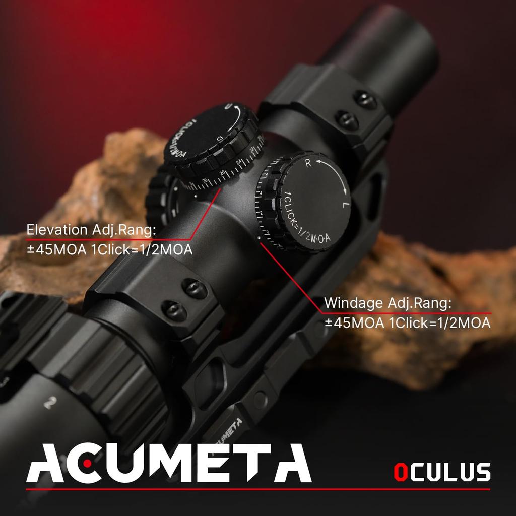 ACUMETA Oculus 1-6X24 FFP Riflescope, 30mm Tube Optic Hunting Riflescope with 20mm Rail Scope Mount