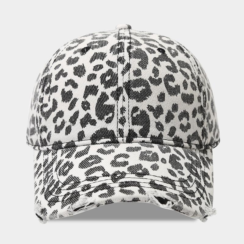 

Leopard Print Baseball Cap for Women Men Distressed Washed Denim Dad Hat Adjustable Vintage Snapback Caps Sun Hats Adjustable&Adult белый