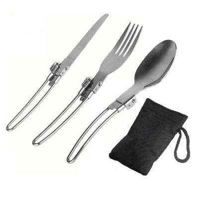 Set di posate pieghevoli per coltello forchetta cucchiaio pieghevole 3 pezzi Set di posate da campeggio in acciaio inossidabile per