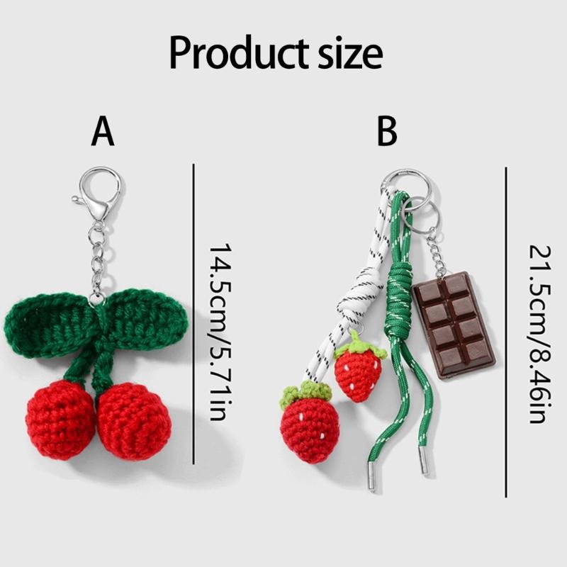 Handcrafted Yarn Keychain Simulated Fruit Pendant Keyring Multi Purpose Bag Phone Decoration Accessory For Purse Keys