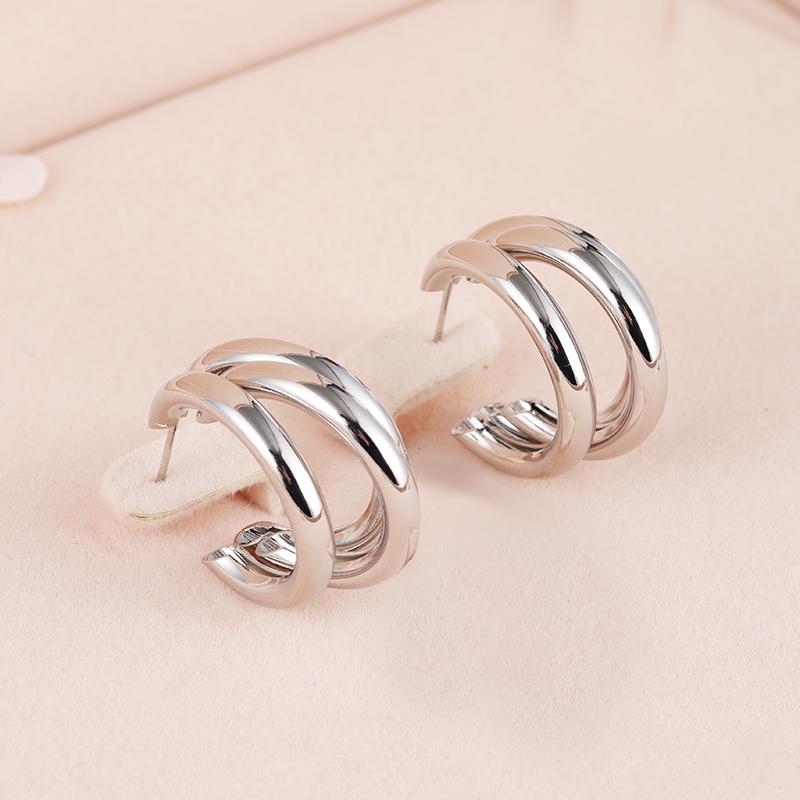 Celebrity's Same Style Metal Earrings Female Earrings Exaggerated Face Show Small Earrings Advanced and Popular Earrings