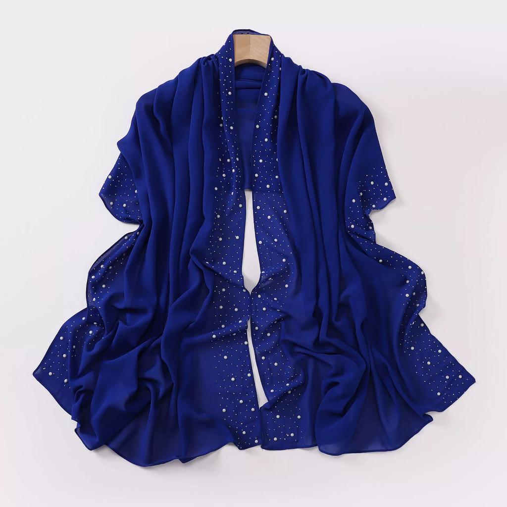 Diamond Pearl Chiffon Hijabs For Women Muslim Fashion Long Shawl Head Wrap For Women Turbans For Women Ramadan Turban Femme