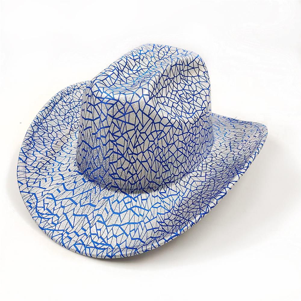 Color Blocks Laser Cowboy hat Western cowboy men and women retro party stage party Cowboy hat outdoor knight hat Wholesale