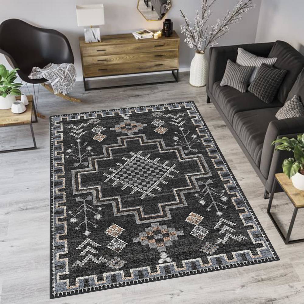 

Домашний моющийся ковер с принтом Eliana LNA0070-SD806 50x80 серый