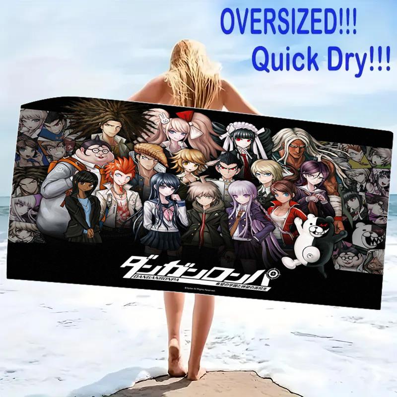 Dangan Ronpa Anime Print Beach Towel, Large Soft Quick Dry Towel for Beach Camping Swimming