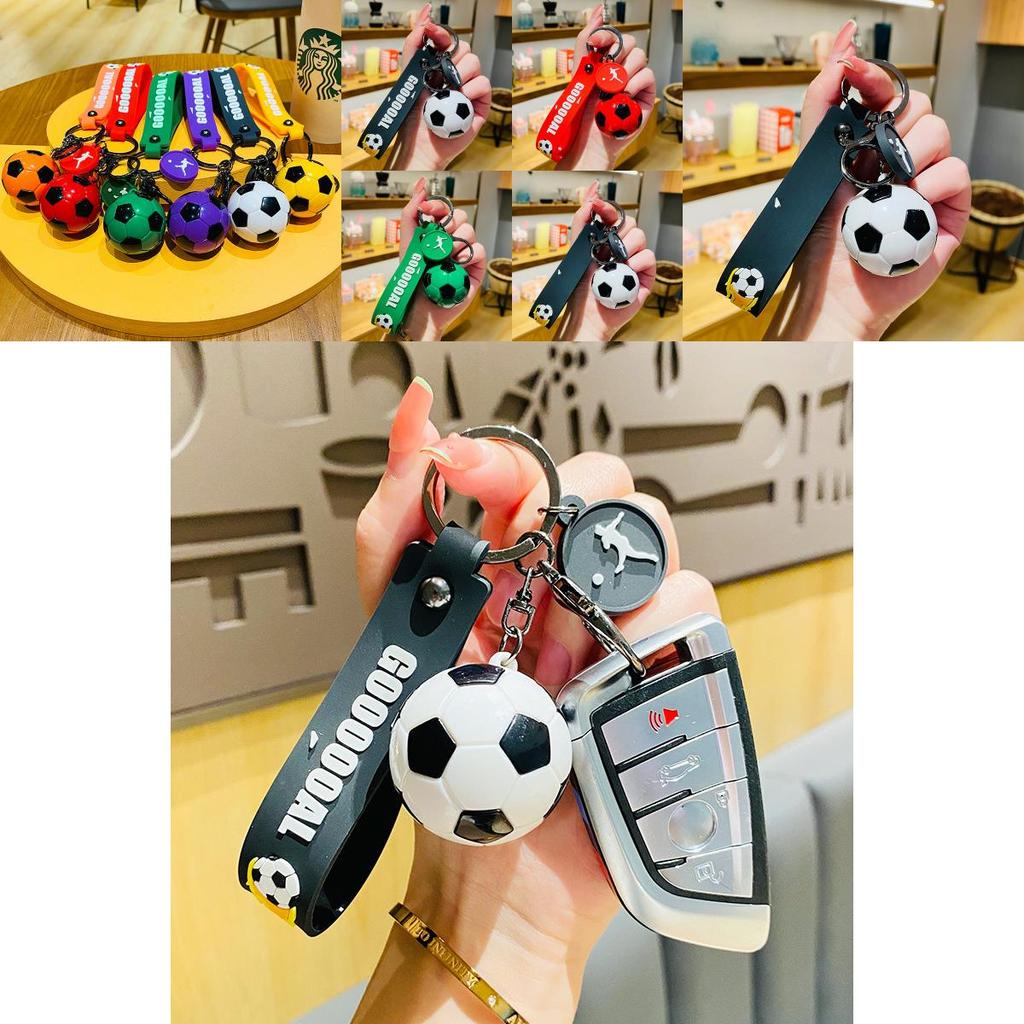 Cute Cartoon Soccer Keychain Adorable Faux Football Bag Hanger Car Accessory
