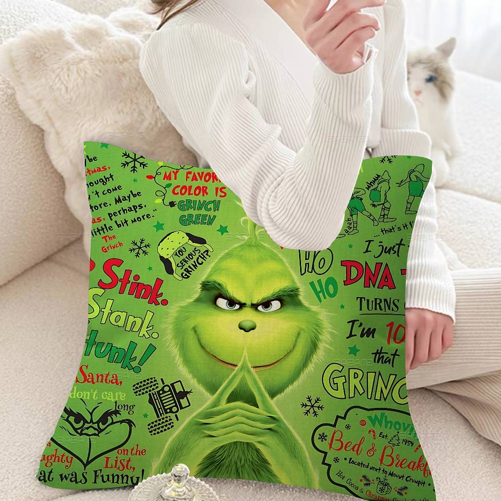 Movie The classic G-Grinches Pillow Covers Cartoon Sofa Decorative Home Double-sided Printing Short Plush Cute Cushion Cover