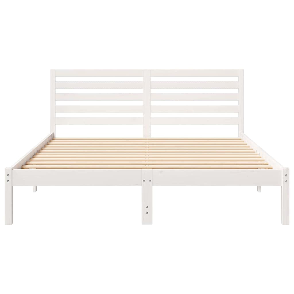Bed Frame with Headboard White 140 x 200 cm Solid Pine Wood