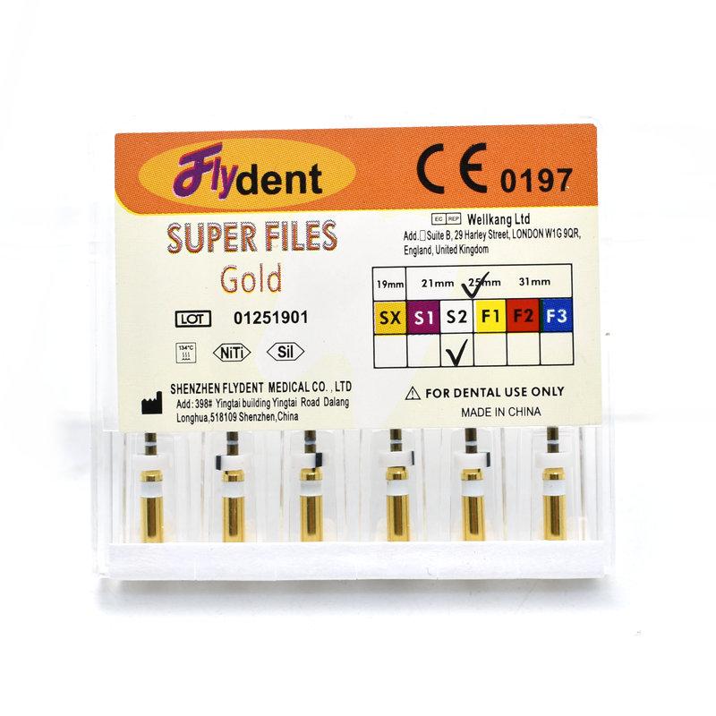 קובץ שורש שן זהב אנדו רוטרי סופר קבצים קבצים אנדודונטיים זהובים 25 מ"מ ניקל טיטניום כלי רפואת שיניים