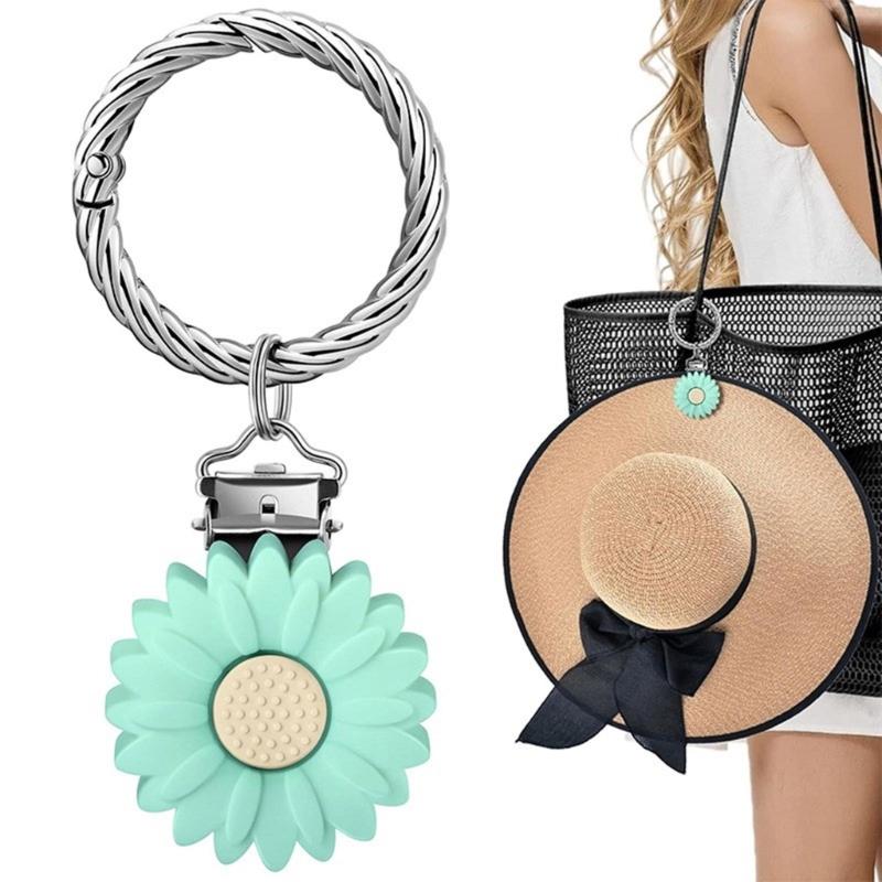 Versatile Keychain Bag Decoration Daisy Hat Clip Silicone Travel Accessory for Attaching Hat to Bag or Suitcase