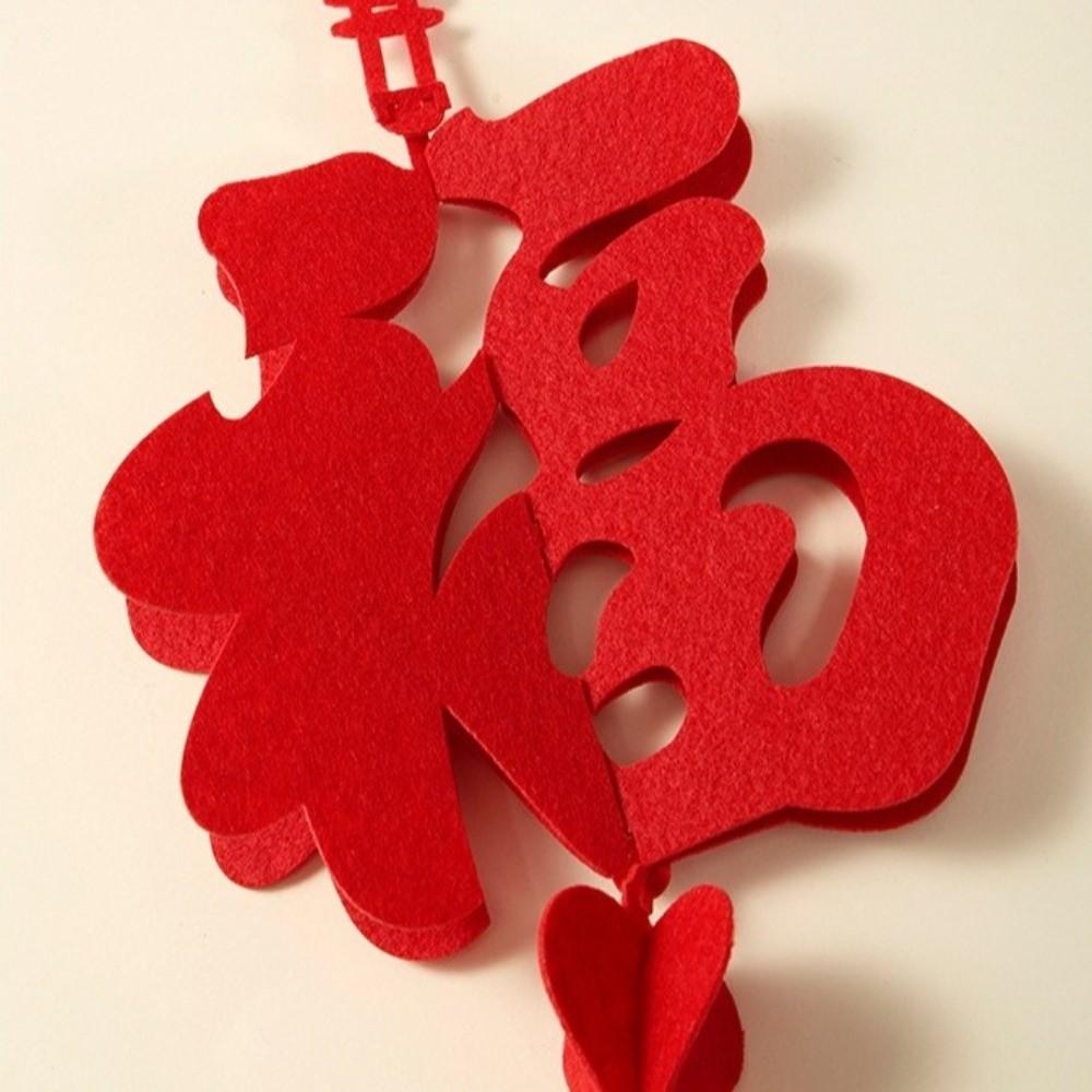 12pcs FU Character New Year Pendant Paper Craft Red Color Ceiling Hanging Ornament Background Decor DIY Hanging Decor