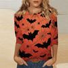 Women's Fashion Casual Round Neck Printed 3/4 T-shirt Top