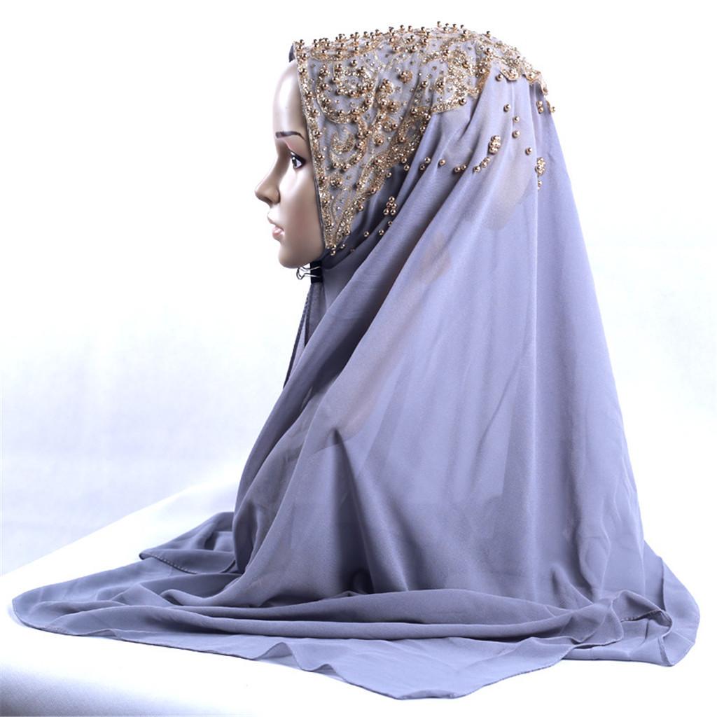 Buy Fashion Shimmer Sparkle Gold Glitters Plain Chiffon Muslim Hijab